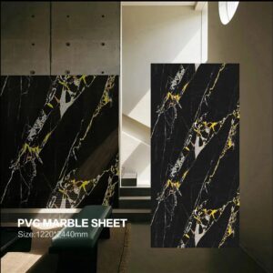 22222222 Modern Black UV Marble PVC Panel Design