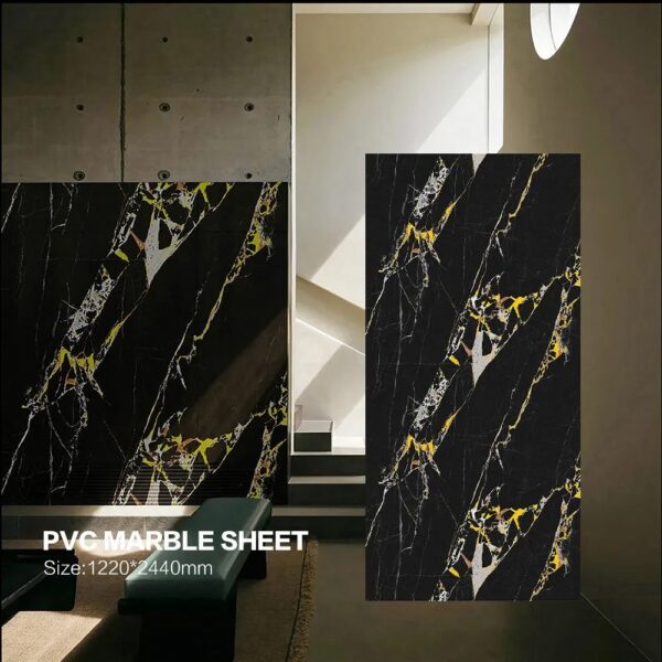 22222222 Modern Black UV Marble PVC Panel Design