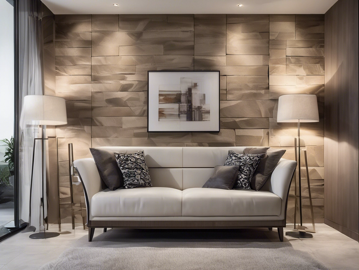 Interior feature wall with horizontal textured panels and visible joints